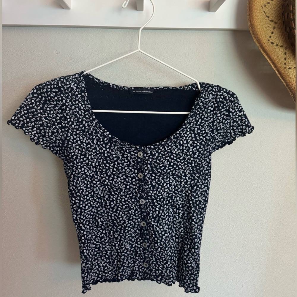 Brandy Melville floral button up top